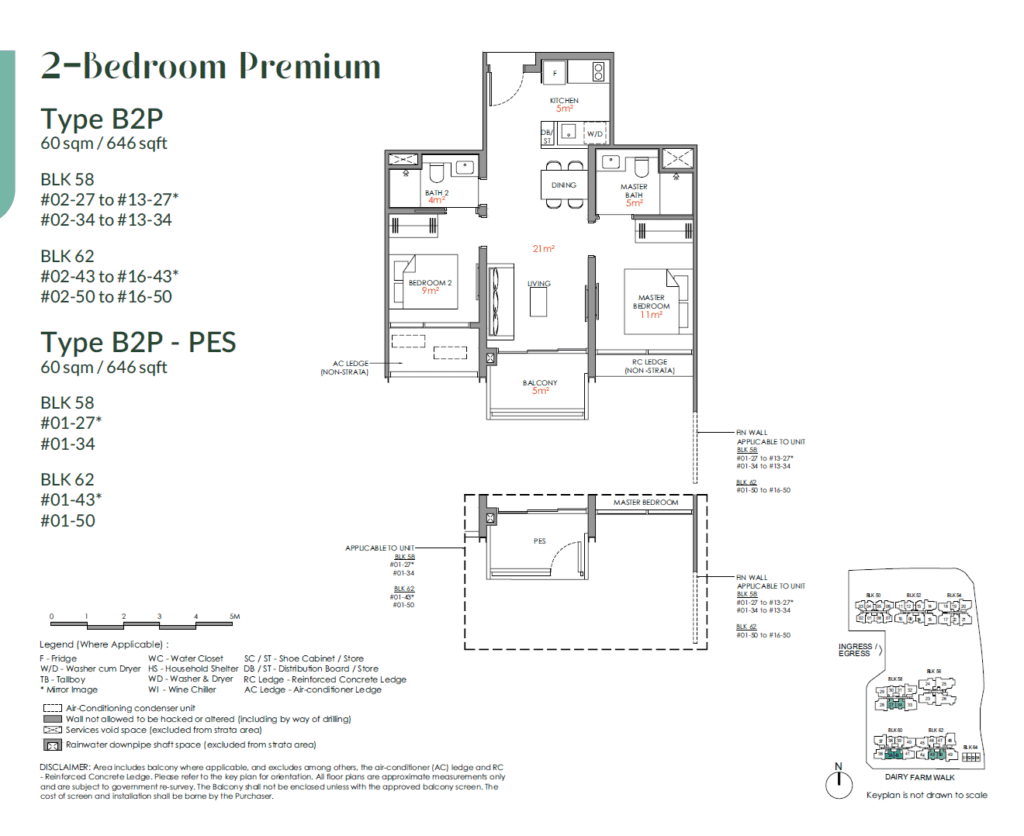 Narra Residences 2 BR Premium Type B2P Floor Plan