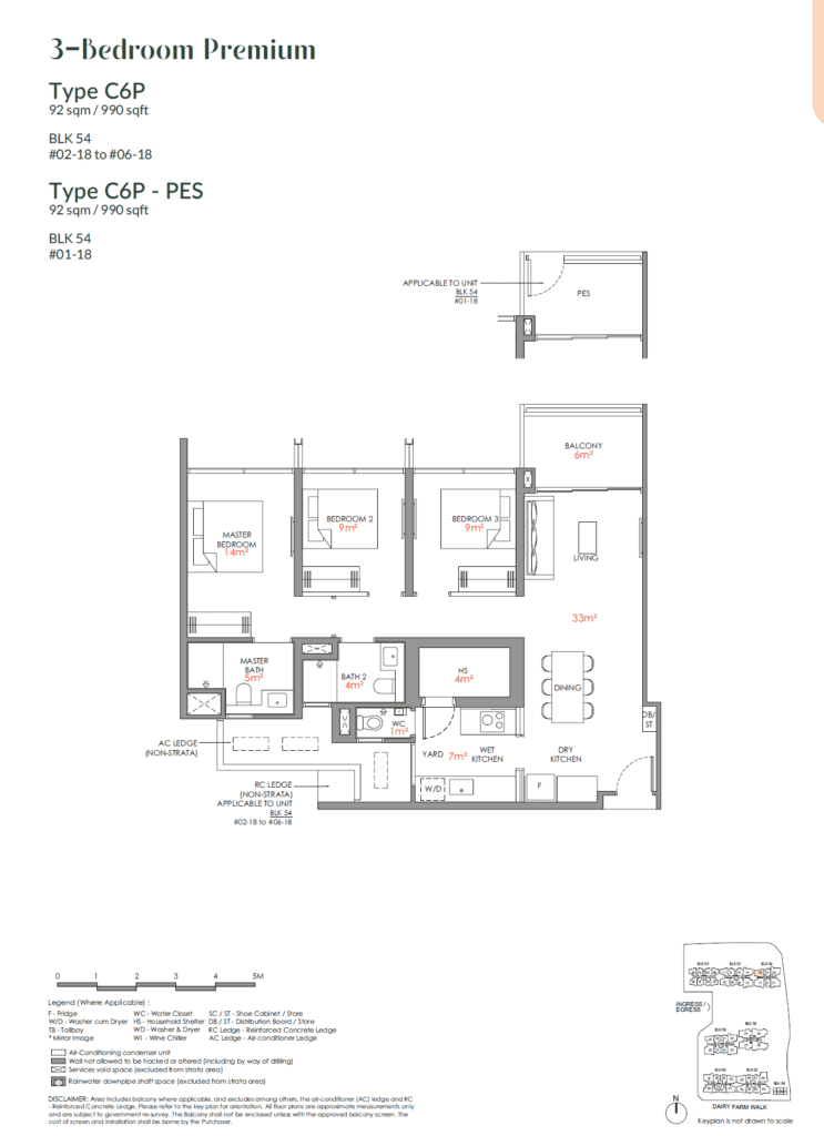 Narra Residences 3 BR Premium Type C6P Floor Plan