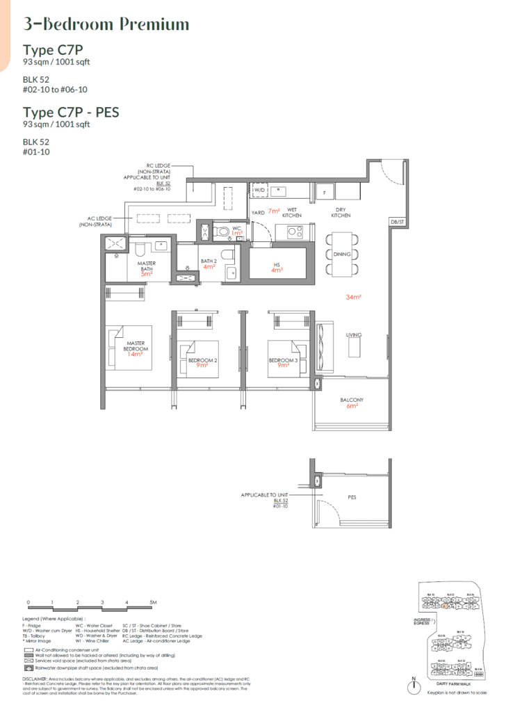 Narra Residences 3 BR Premium Type C7P Floor Plan