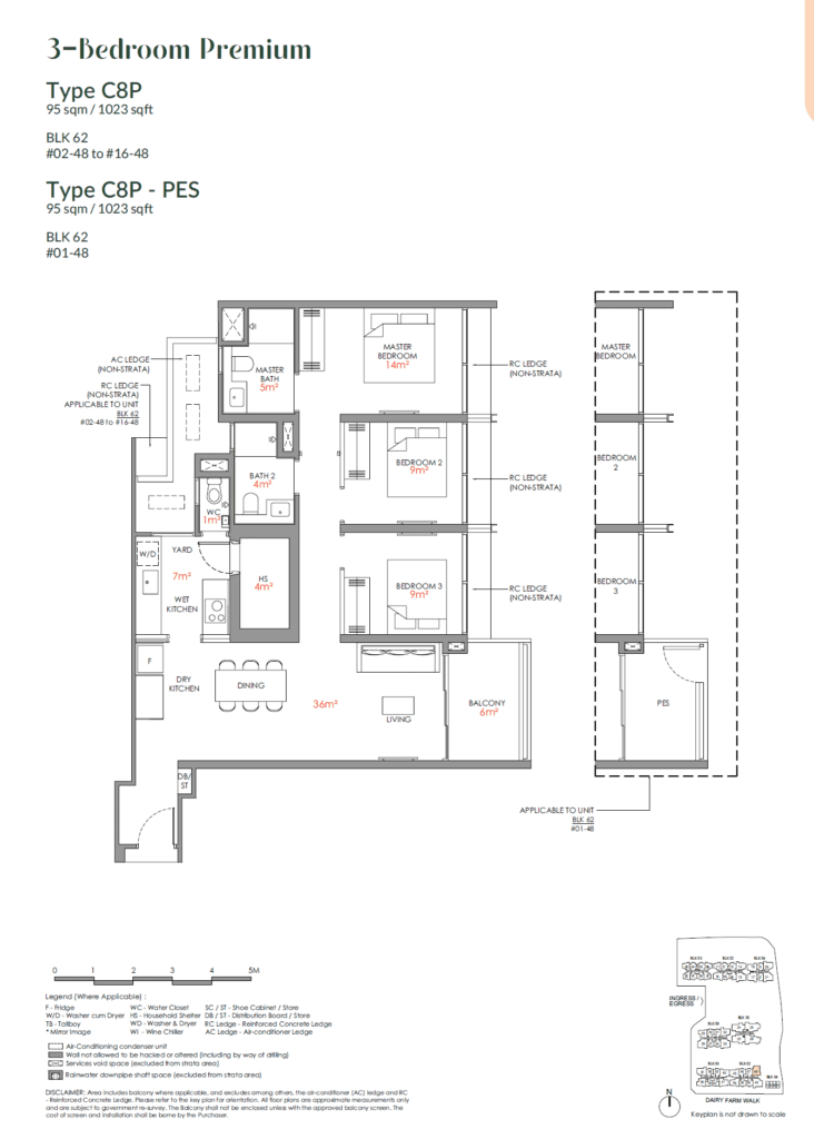 Narra Residences 3 BR Premium Type C8P Floor Plan