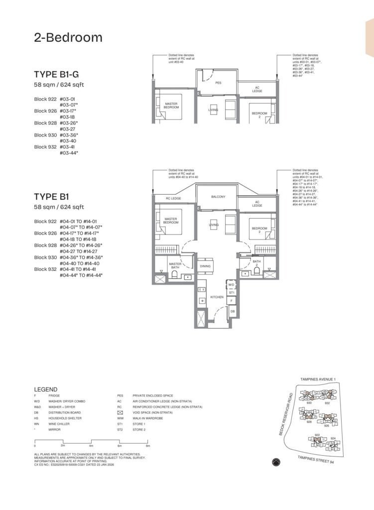 Pinery Residences 2 Bedroom Type B1 Floor Plan