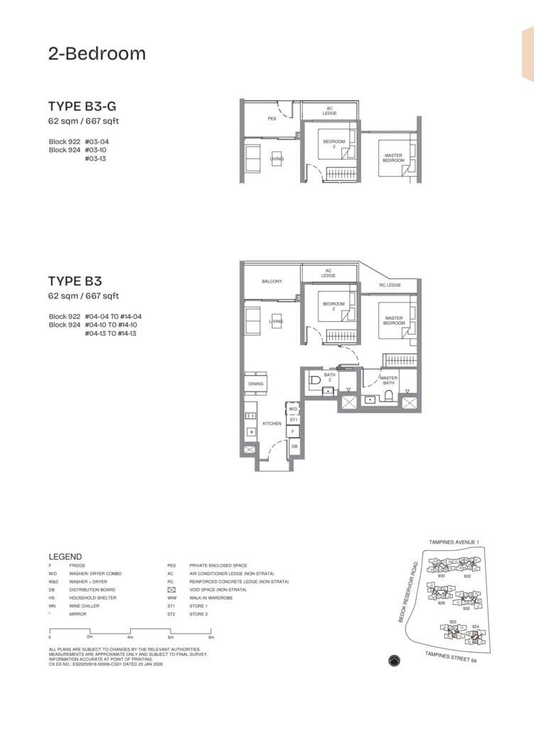 Pinery Residences 2 Bedroom Type B3 Floor Plan