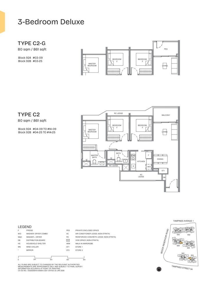 Pinery Residences 3 Bedroom Deluxe Type C2 Floor Plan