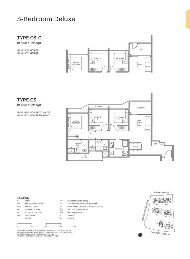 Pinery Residences 3 Bedroom Deluxe Type C3 Floor Plan