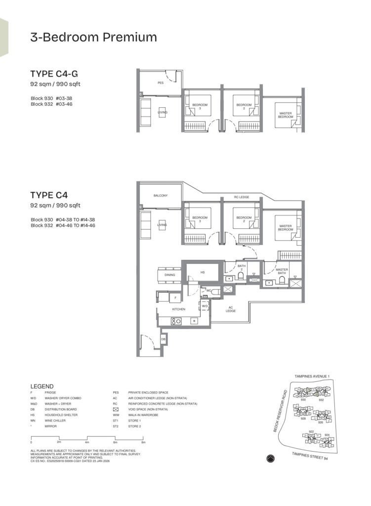 Pinery Residences 3 Bedroom Premium Type C4 Floor Plan