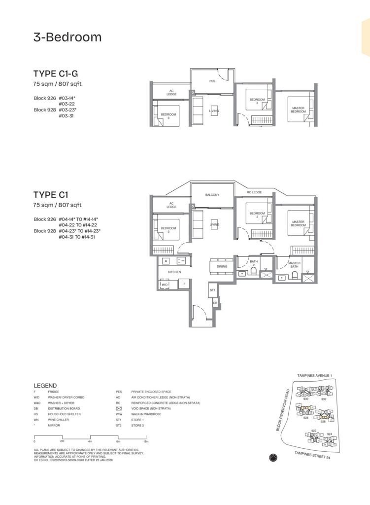 Pinery Residences 3 Bedroom Type C1 Floor Plan