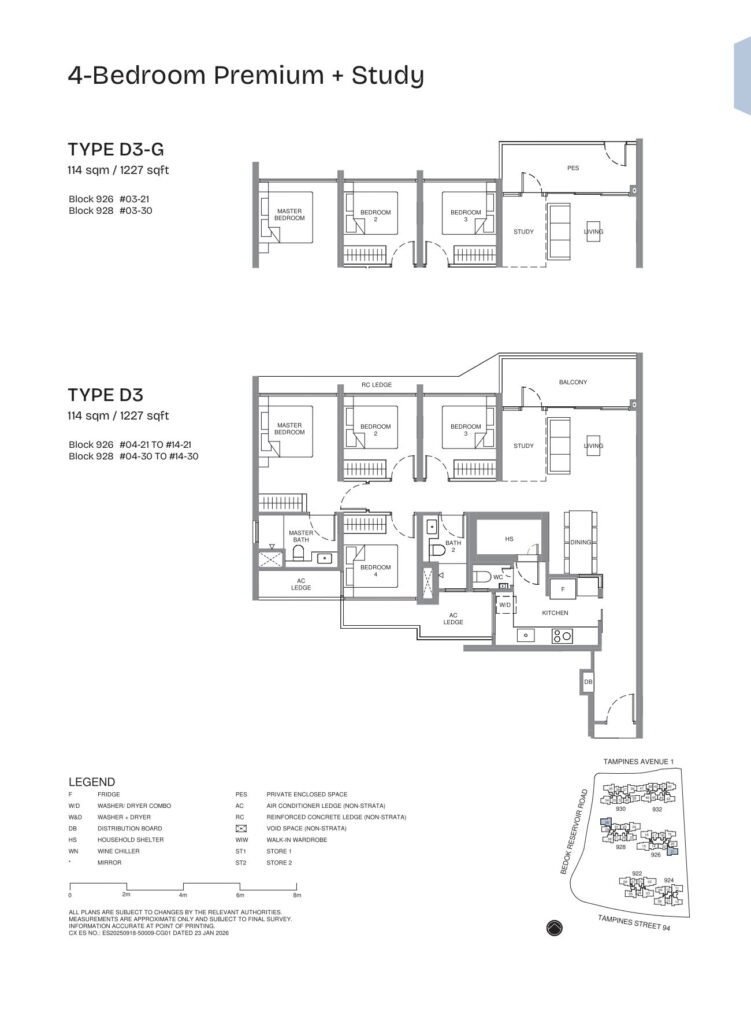 Pinery Residences – 4 Bedroom with Study — Floor Plan