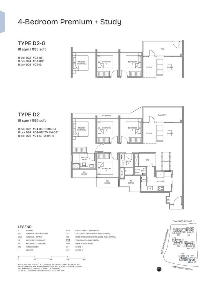 Pinery Residences 4 Bedroom Premium Plus Study Type D2 Floor Plan