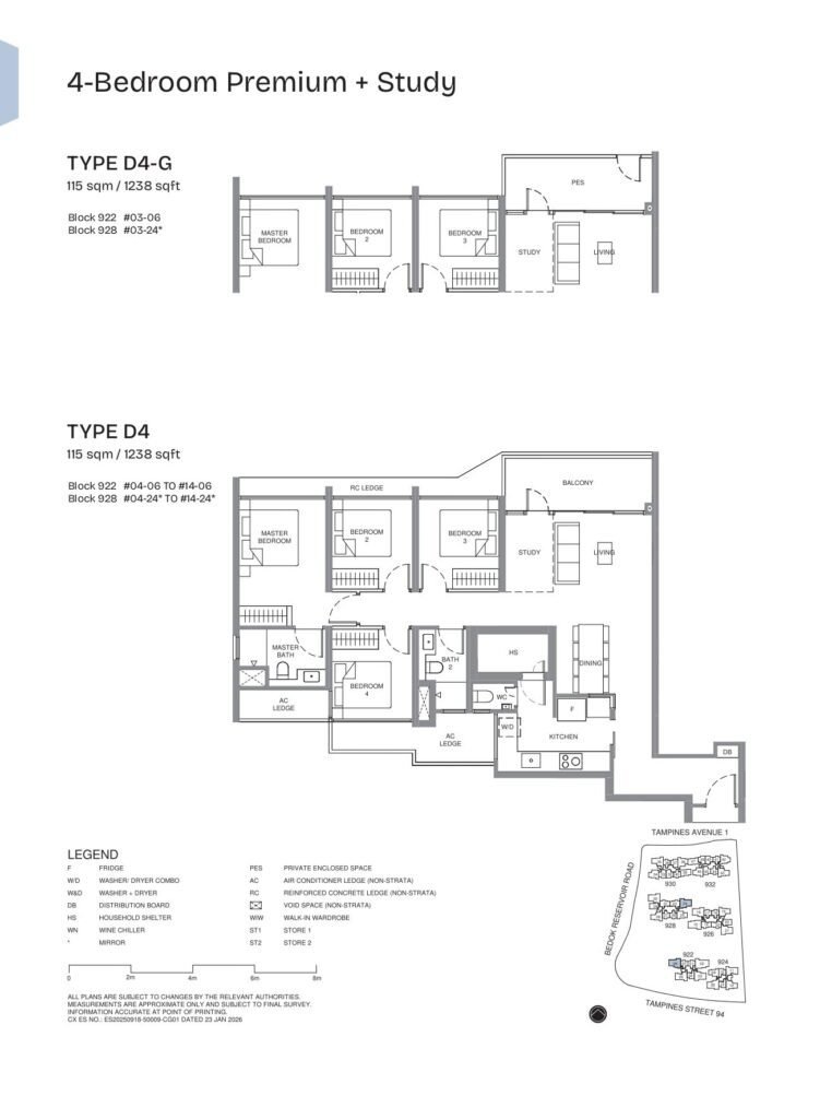 Pinery Residences 4 Bedroom Premium Plus Study Type D4 Floor Plan