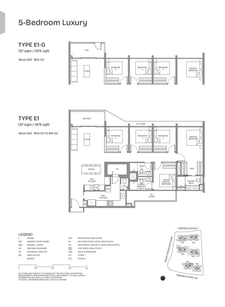 Pinery Residences 5 Bedroom Luxury Type E1 Floor Plan