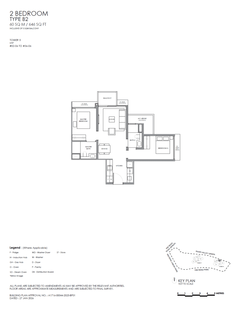 River Modern 2 BR Plus Type B2 Floor Plan