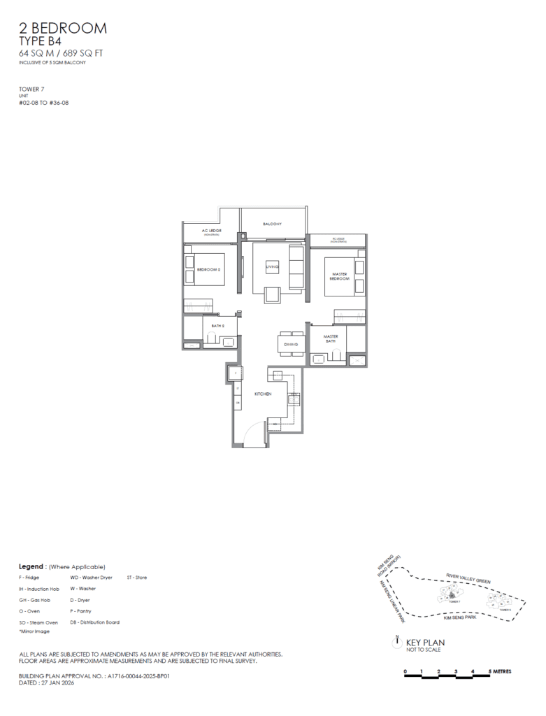River Modern 2 BR Plus Type B4 Floor Plan