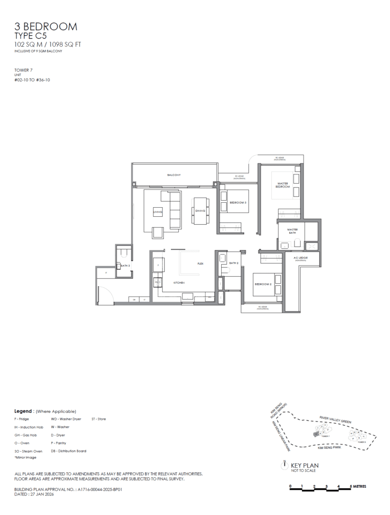 River Modern 3 BR Plus Type C5 Floor Plan
