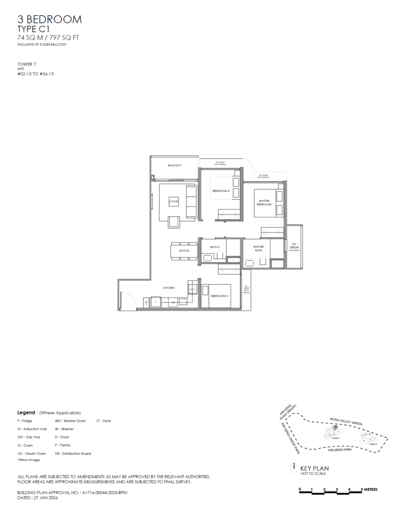 River Modern 3 BR Type C1 Floor Plan