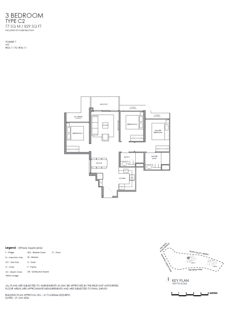 River Modern 3 BR Type C2 Floor Plan