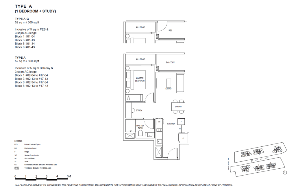 The Continuum 1 Bedroom Plus Study Type A Floor Plan