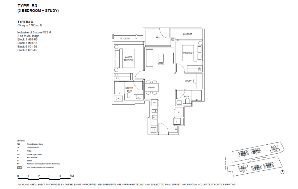 The Continuum 2 BR Plus Study Bedroom Type B3 Floor Plan
