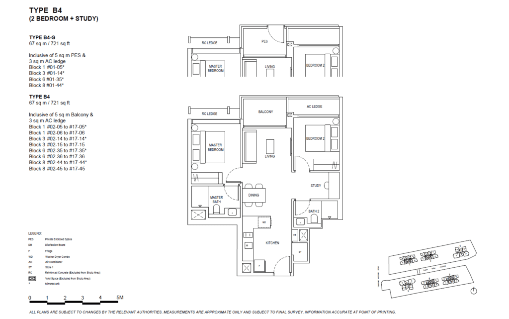 The Continuum 2 BR Plus Study Bedroom Type B4 Floor Plan