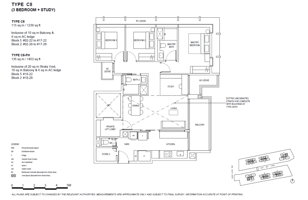 The Continuum 3 BR Plus Study Bedroom Type C8 Floor Plan