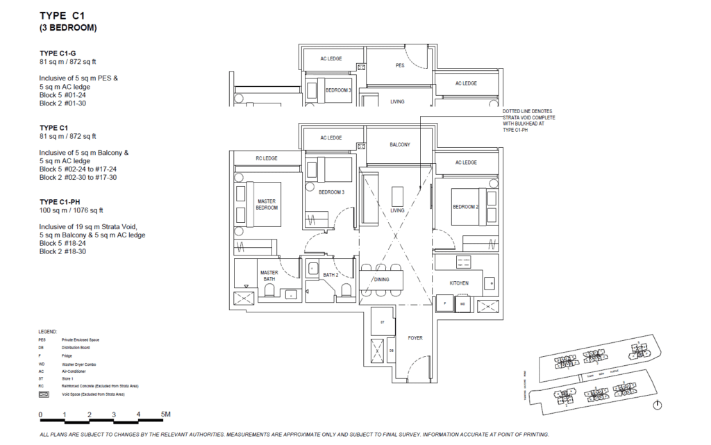 The Continuum 3 Bedroom Type C1 Floor Plan