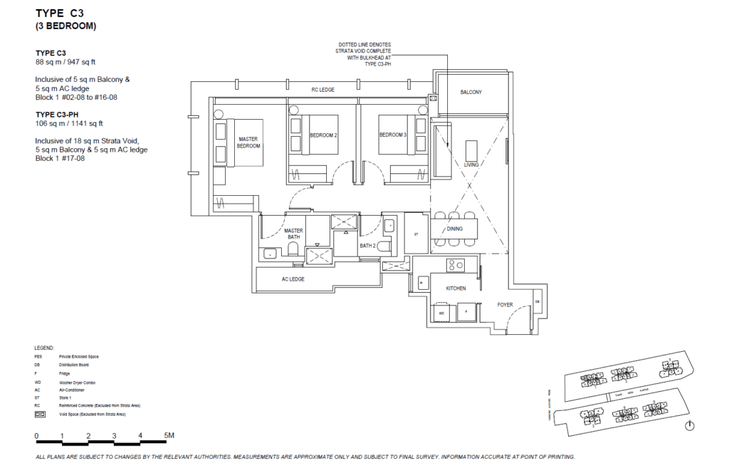 The Continuum 3 Bedroom Type C3 Floor Plan