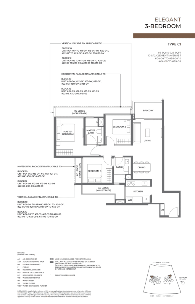 Elta Condo D05: 3-Bedroom Corner Unit — Floor Plan